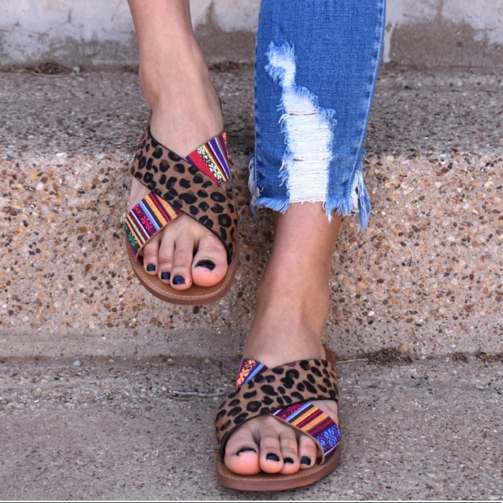 Very G Serape Leopard Sandals - Picture 4 of 13